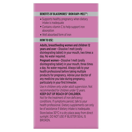Blackmores Iron Rapi-Melt 90 Tablets
