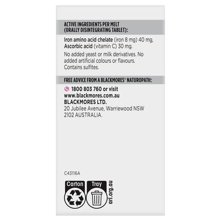 Blackmores Iron Rapi-Melt 90 Tablets