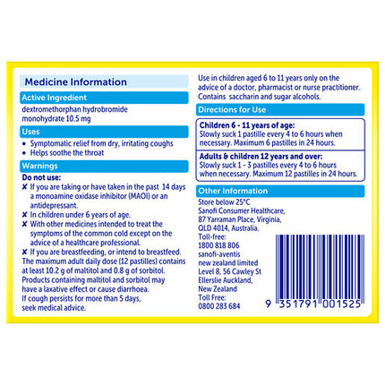 Bisolvon Dry Pastilles Honey Lime 20