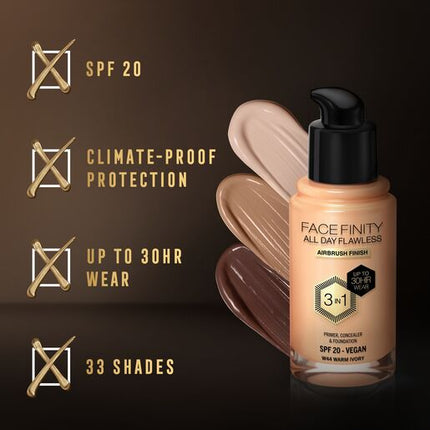 Max Factor Facefinity All Day Flawless 3-In-1 Foundation Warm Ivory 44