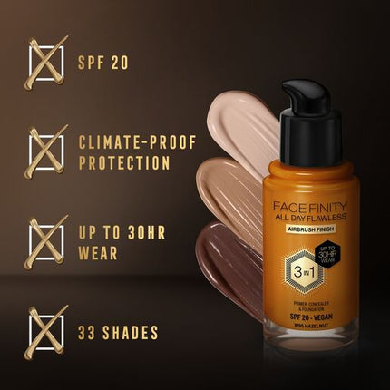 Max Factor Facefinity All Day Flawless 3-In-1 Foundation 95 Hazelnut