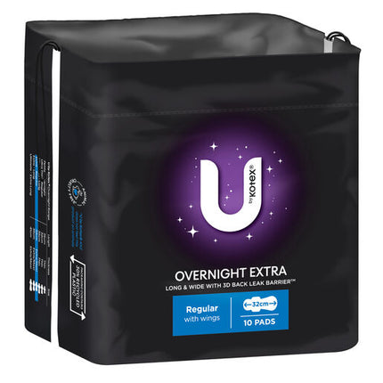 U By Kotex Overnight Extra Maxi Pads 10 Pack