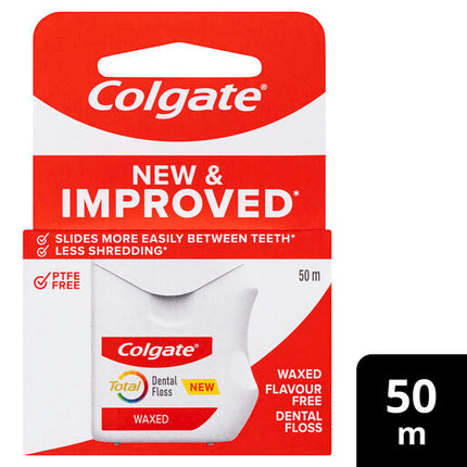 Colgate Total Waxed Dental Floss 50m Protects Gums & Helps Prevent Tooth Decay