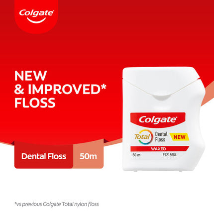 Colgate Total Waxed Dental Floss 50m Protects Gums & Helps Prevent Tooth Decay