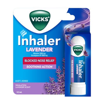 Vicks Inhaler Lavender Nasal Decongestant Cold 0.5ml