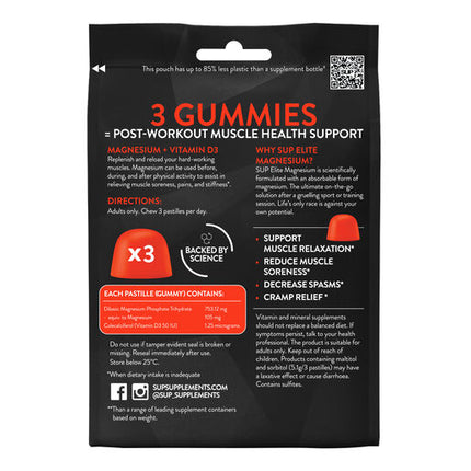 SUP Elite Magnesium Raspberry Crush Gummies 45s Pastilles