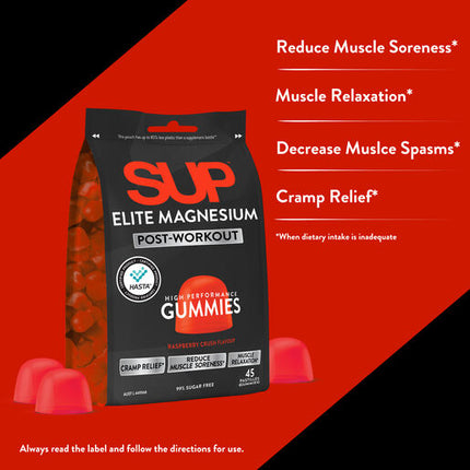 SUP Elite Magnesium Raspberry Crush Gummies 45s Pastilles
