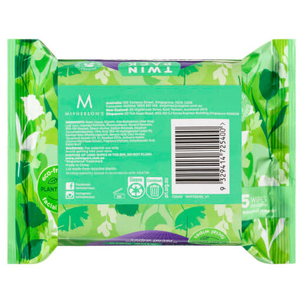 Swisspers Eco Aloe Vera Biodegradable Facial Wipes Twin 2x25 pack