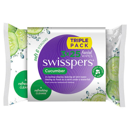 Swisspers Cucumber Facial Wipes 3x25 pack