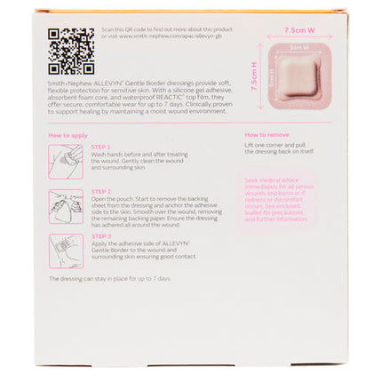 Allevyn Gentle Border Lite 7.5x7.5cm 2pk
