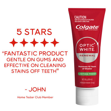 Colgate Optic White Renewal Teeth Whitening Toothpaste Lasting Fresh With Hydrogen Peroxide 85g
