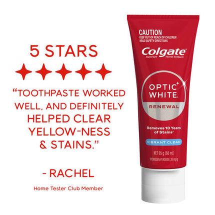 Colgate Optic White Renewal Teeth Whitening Toothpaste Vibrant Clean With Hydrogen Peroxide 85g