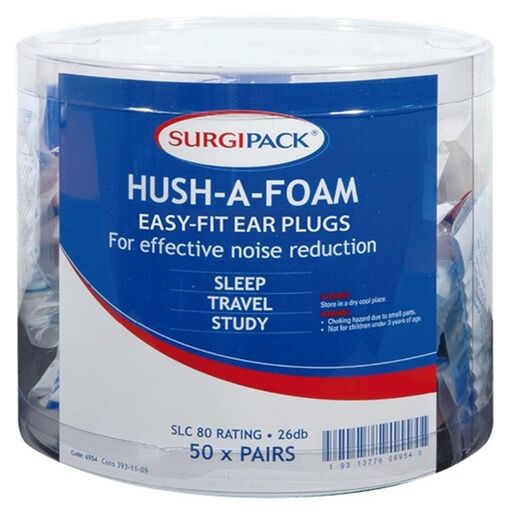 SurgiPack Hush-A-Foam Easy-Fit Ear Plugs 1 Pair