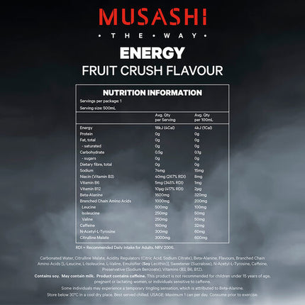 Musashi Energy Drink Fruit Crush 500mL