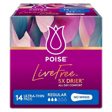 Poise Livefree Regular Pads 14 Pack