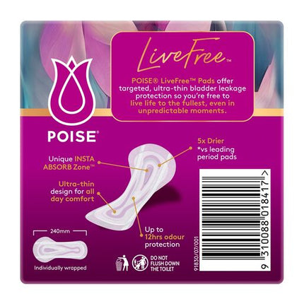 Poise Livefree Regular Pads 14 Pack