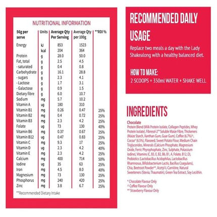 The Lady Shake Meal Replacement Cookies And Cream 840g