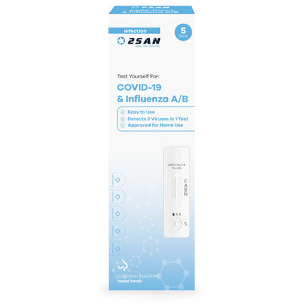 2San Dual Covid 19 and Influenza A/B Rapid Antigen Test 5 Pack