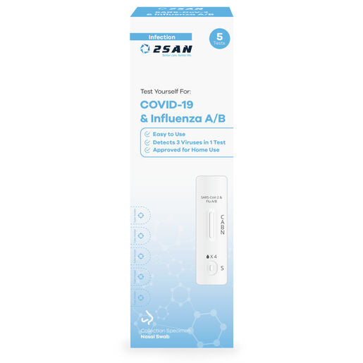 2San Dual Covid 19 and Influenza A/B Rapid Antigen Test 5 Pack