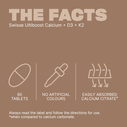 Swisse Ultiboost Calcium + D3 + K2 60 Tablets