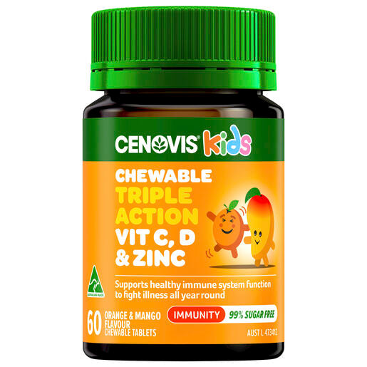 Cenovis Kids Chewable Triple Action Vit C, D & Zinc Chewable Tablets 60
