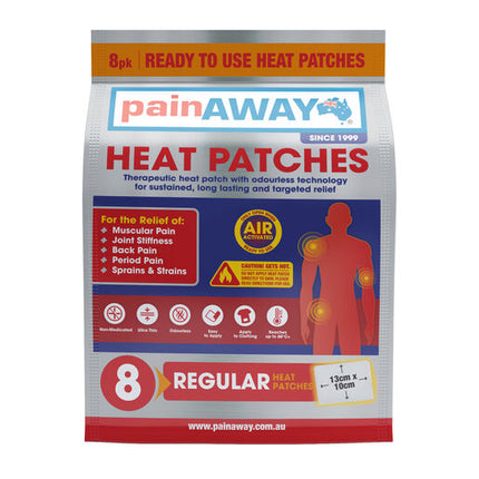 Pain Away Heat Patch Odourless Regular 13cm x 10cm 8 Pack