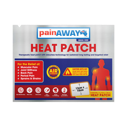 Pain Away Heat Patch Odourless Regular 13cm x 10cm 8 Pack