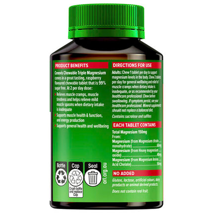 Cenovis Chewable Triple Magnesium Mg Raspberry Flavour Chewable Tablets 60