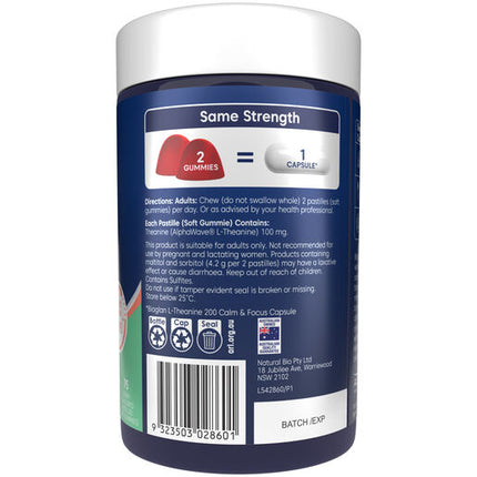 Bioglan L-Theanine Calm & Focus Gummies 75