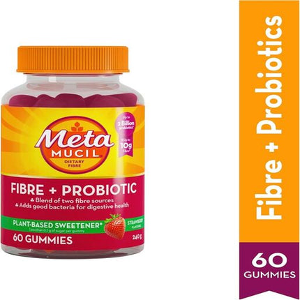 Metamucil Fibre + Probiotic Gummies 60 Strawberry Flavour