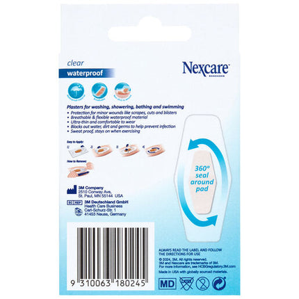 Nexcare Waterproof Strips Clear Medium 20 Pack