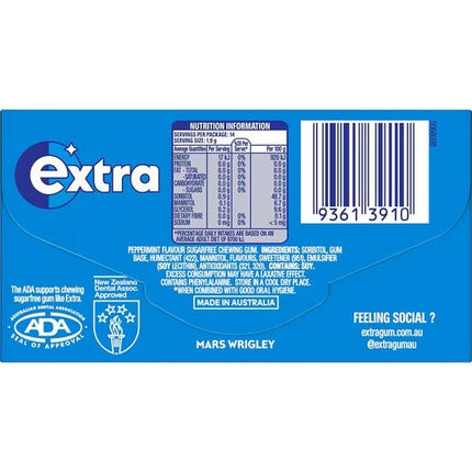 Wrigley Extra Peppermint Sugar Free Chewing Gum 14 Pieces 27g