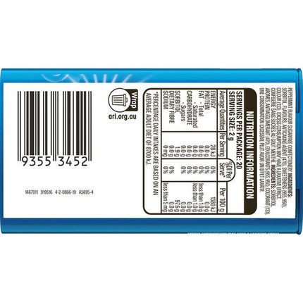 Wrigley Eclipse Peppermint Flavoured Sugar Free Mints Tin 40g