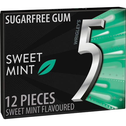 Wrigley 5 Gum Sweet Mint Sugar Free Chewing Gum 12 Pack 32g
