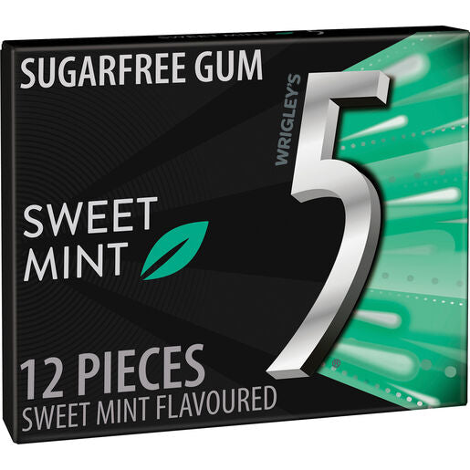 Wrigley 5 Gum Sweet Mint Sugar Free Chewing Gum 12 Pack 32g