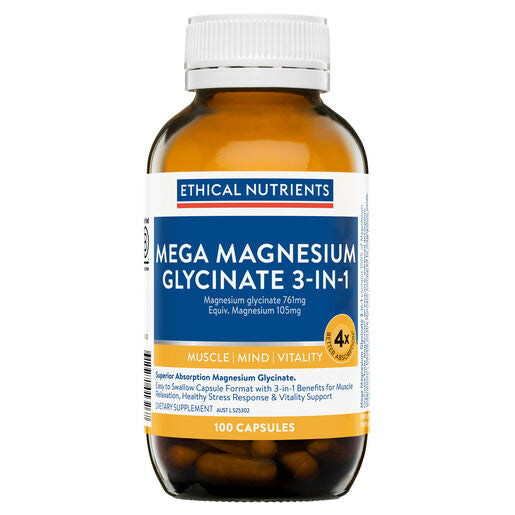 Ethical Nutrients Mega Magnesium Glycinate 3-in-1 100 Capsules