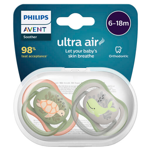 Philips Avent Ultra Air Soother, 6-18 months, Deco Mixed, 2-pack