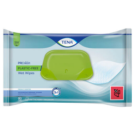 TENA Plastic Free Wet Wipes 48pk