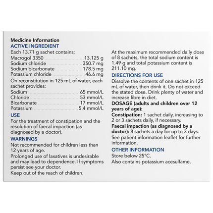 Chemists' Own Constipation Relief With Electrolytes Macrogol 13.125g Sachet 30