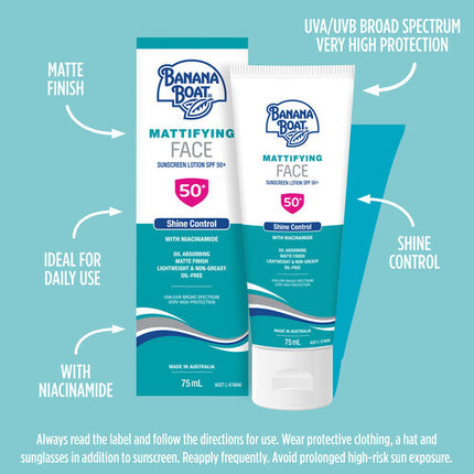 Banana Boat Mattifying Face Sunscreen Lotion SPF50+ 75mL
