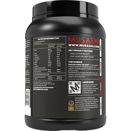 Musashi Shred & Burn Protein Powder Chocolate 900g