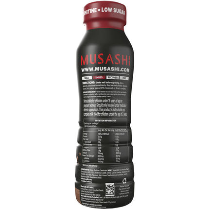 Musashi Shred & Burn Protein Shake Chocolate Drink 375ml