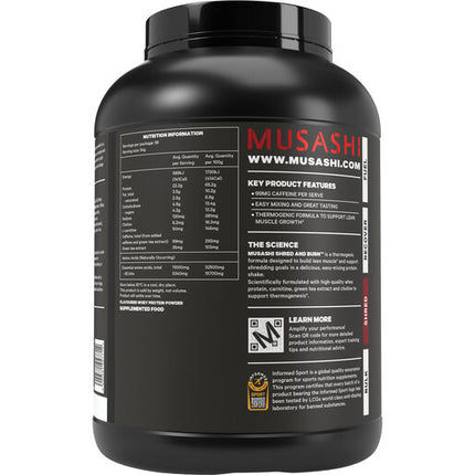 Musashi Shred & Burn Protein Powder Chocolate 2kg