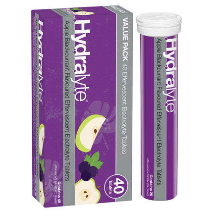 Hydralyte Effervescent Electrolyte Tablets Apple Blackcurrant 40 Tablets