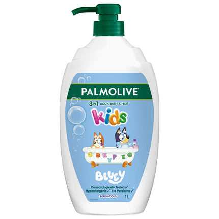 Palmolive 3 in 1 Kids Bluey Body, Bath & Hair 1L Berrylicious