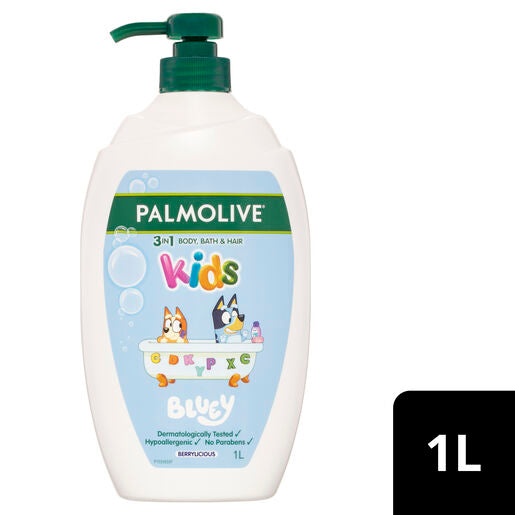 Palmolive 3 in 1 Kids Bluey Body, Bath & Hair 1L Berrylicious
