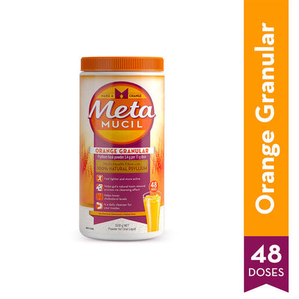 Metamucil Multi-Health Fibre with 100% Psyllium Natural Psyllium Orange Granular 48 Dose