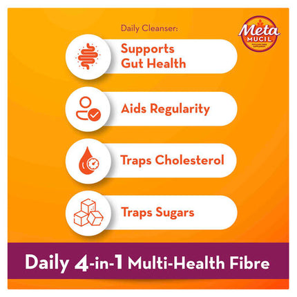 Metamucil Multi-Health Fibre with 100% Psyllium Natural Psyllium Orange Granular 48 Dose