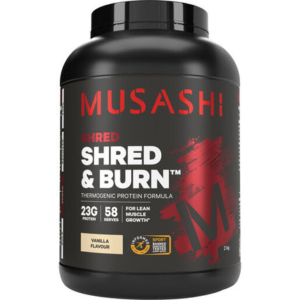 Musashi Shred & Burn Protein Powder Vanilla 2kg