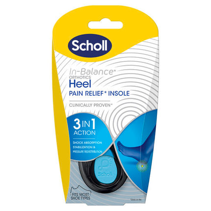 Scholl In-Balance Heel Orthotic Insole Medium Size 7 - 8.5 1 Pair